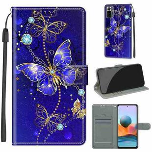 For Xiaomi Redmi Note 10 Pro Max/10 Pro Voltage Coloured Drawing Magnetic Clasp Horizontal Flip PU Leather Case with Holder & Card Slots(C11 Blue Golden Chain Butterflies)