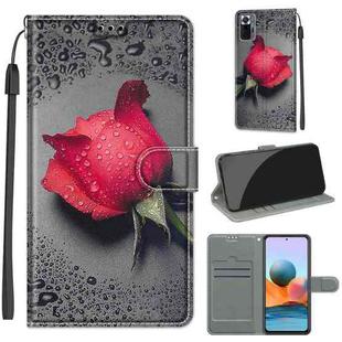 For Xiaomi Redmi Note 10 Pro Max/10 Pro Voltage Coloured Drawing Magnetic Clasp Horizontal Flip PU Leather Case with Holder & Card Slots(C14 Black Water Drop Rose)