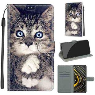For Xiaomi Poco M3 Voltage Coloured Drawing Magnetic Clasp Horizontal Flip PU Leather Case with Holder & Card Slots(C02 Fork Hand White Claw Cat)