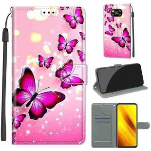 For Xiaomi Poco X3 NFC Voltage Coloured Drawing Magnetic Clasp Horizontal Flip PU Leather Case with Holder & Card Slots(C03 Gradient Pink Flying Butterflies)