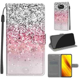 For Xiaomi Poco X3 NFC Voltage Coloured Drawing Magnetic Clasp Horizontal Flip PU Leather Case with Holder & Card Slots(C13 Silver Pink Glitter)