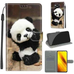 For Xiaomi Poco X3 NFC Voltage Coloured Drawing Magnetic Clasp Horizontal Flip PU Leather Case with Holder & Card Slots(C18 Wood Board Panda)