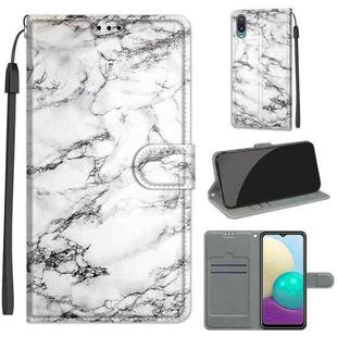For Samsung Galaxy A02 / M02 Voltage Colored Drawing Magnetic Clasp Horizontal Flip PU Leather Case with Holder & Card Slots(C01 White Marble)