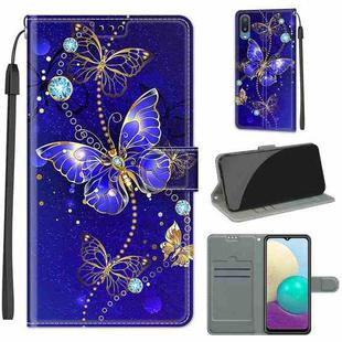 For Samsung Galaxy A02 / M02 Voltage Colored Drawing Magnetic Clasp Horizontal Flip PU Leather Case with Holder & Card Slots(C11 Blue Golden Chain Butterflies)