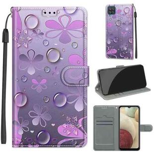 For Samsung Galaxy A12 / M12 Voltage Colored Drawing Magnetic Clasp Horizontal Flip PU Leather Case with Holder & Card Slots(C16 Water Drop Six Petal Flower)