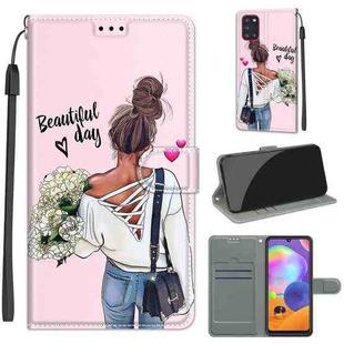 For Samsung Galaxy A31 Voltage Colored Drawing Magnetic Clasp Horizontal Flip PU Leather Case with Holder & Card Slots(C09 Hug Flower)