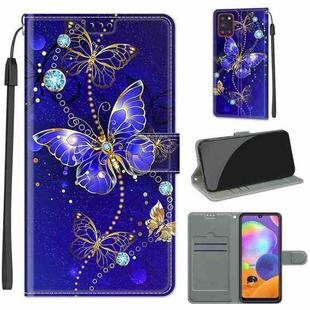 For Samsung Galaxy A31 Voltage Colored Drawing Magnetic Clasp Horizontal Flip PU Leather Case with Holder & Card Slots(C11 Blue Golden Chain Butterflies)