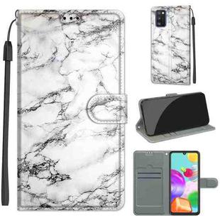 For Samsung Galaxy A41 EU Version Voltage Colored Drawing Magnetic Clasp Horizontal Flip PU Leather Case with Holder & Card Slots(C01 White Marble)