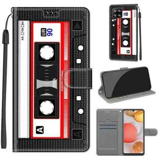 For Samsung Galaxy A42 5G Voltage Colored Drawing Magnetic Clasp Horizontal Flip PU Leather Case with Holder & Card Slots(C10 Black Red Tape)
