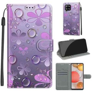 For Samsung Galaxy A42 5G Voltage Colored Drawing Magnetic Clasp Horizontal Flip PU Leather Case with Holder & Card Slots(C16 Water Drop Six Petal Flower)