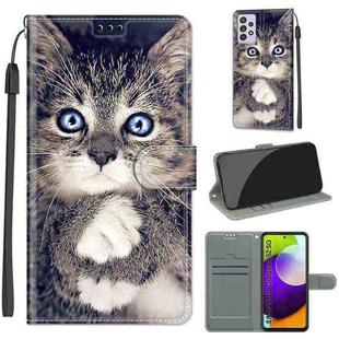 For Samsung Galaxy A52 5G Voltage Colored Drawing Magnetic Clasp Horizontal Flip PU Leather Case with Holder & Card Slots(C02 Fork Hand White Claw Cat)