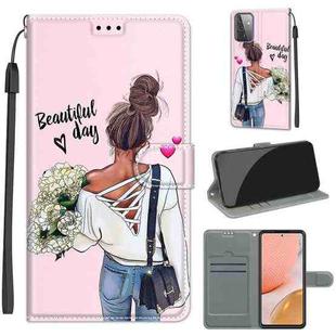 For Samsung Galaxy A72 5G Voltage Colored Drawing Magnetic Clasp Horizontal Flip PU Leather Case with Holder & Card Slots(C09 Hug Flower)