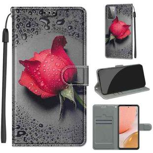 For Samsung Galaxy A72 5G Voltage Colored Drawing Magnetic Clasp Horizontal Flip PU Leather Case with Holder & Card Slots(C14 Black Water Drop Rose)