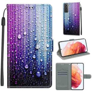 For Samsung Galaxy S21 5G Voltage Colored Drawing Magnetic Clasp Horizontal Flip PU Leather Case with Holder & Card Slots(C05 Purple Blue Water Drops)