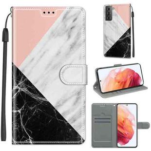 For Samsung Galaxy S21 5G Voltage Colored Drawing Magnetic Clasp Horizontal Flip PU Leather Case with Holder & Card Slots(C07 Pink White Black)