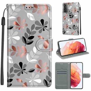 For Samsung Galaxy S21 5G Voltage Colored Drawing Magnetic Clasp Horizontal Flip PU Leather Case with Holder & Card Slots(C19 Material Flower)