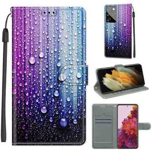 For Samsung Galaxy S21 Ultra 5G Voltage Colored Drawing Magnetic Clasp Horizontal Flip PU Leather Case with Holder & Card Slots(C05 Purple Blue Water Drops)