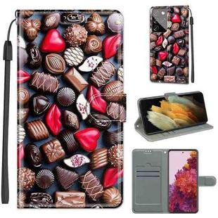 For Samsung Galaxy S21 Ultra 5G Voltage Colored Drawing Magnetic Clasp Horizontal Flip PU Leather Case with Holder & Card Slots(C06 Red Lip Chocolate)