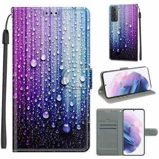 For Samsung Galaxy S21+ 5G Voltage Colored Drawing Magnetic Clasp Horizontal Flip PU Leather Case with Holder & Card Slots(C05 Purple Blue Water Drops)