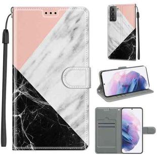 For Samsung Galaxy S21+ 5G Voltage Colored Drawing Magnetic Clasp Horizontal Flip PU Leather Case with Holder & Card Slots(C07 Pink White Black)