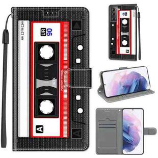 For Samsung Galaxy S21+ 5G Voltage Colored Drawing Magnetic Clasp Horizontal Flip PU Leather Case with Holder & Card Slots(C10 Black Red Tape)