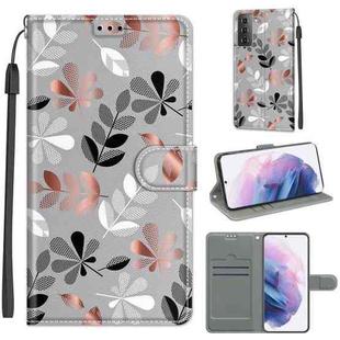 For Samsung Galaxy S21+ 5G Voltage Colored Drawing Magnetic Clasp Horizontal Flip PU Leather Case with Holder & Card Slots(C19 Material Flower)