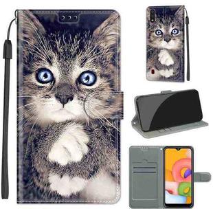 For Samsung Galaxy A01 Voltage Colored Drawing Magnetic Clasp Horizontal Flip PU Leather Case with Holder & Card Slots(C02 Fork Hand White Claw Cat)