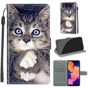 For Samsung Galaxy A10 Voltage Colored Drawing Magnetic Clasp Horizontal Flip PU Leather Case with Holder & Card Slots(C02 Fork Hand White Claw Cat)