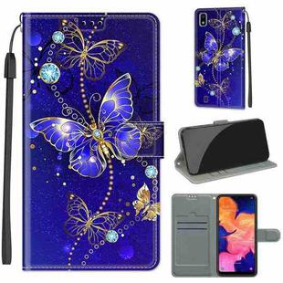 For Samsung Galaxy A10 Voltage Colored Drawing Magnetic Clasp Horizontal Flip PU Leather Case with Holder & Card Slots(C11 Blue Golden Chain Butterflies)