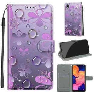 For Samsung Galaxy A10 Voltage Colored Drawing Magnetic Clasp Horizontal Flip PU Leather Case with Holder & Card Slots(C16 Water Drop Six Petal Flower)