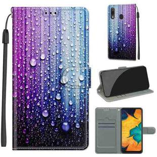 For Samsung Galaxy A30 / A20 Voltage Colored Drawing Magnetic Clasp Horizontal Flip PU Leather Case with Holder & Card Slots(C05 Purple Blue Water Drops)