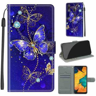 For Samsung Galaxy A30 / A20 Voltage Colored Drawing Magnetic Clasp Horizontal Flip PU Leather Case with Holder & Card Slots(C11 Blue Golden Chain Butterflies)