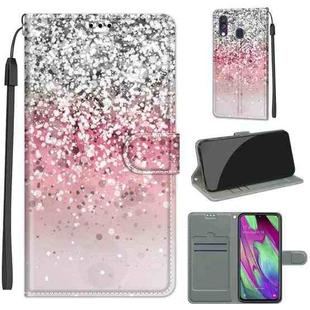 For Samsung Galaxy A40 Voltage Colored Drawing Magnetic Clasp Horizontal Flip PU Leather Case with Holder & Card Slots(C13 Silver Pink Glitter)