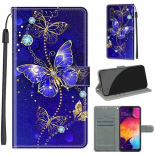 For Samsung Galaxy A50 Voltage Colored Drawing Magnetic Clasp Horizontal Flip PU Leather Case with Holder & Card Slots(C11 Blue Golden Chain Butterflies)