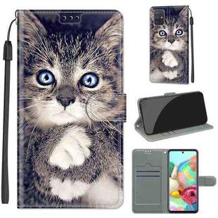 For Samsung Galaxy A71 Voltage Colored Drawing Magnetic Clasp Horizontal Flip PU Leather Case with Holder & Card Slots(C02 Fork Hand White Claw Cat)