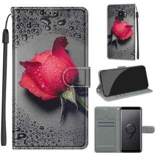 For Samsung Galaxy S9 Voltage Colored Drawing Magnetic Clasp Horizontal Flip PU Leather Case with Holder & Card Slots(C14 Black Water Drop Rose)