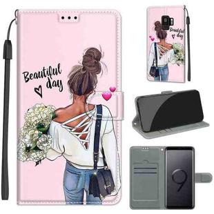 For Samsung Galaxy S9+ Voltage Colored Drawing Magnetic Clasp Horizontal Flip PU Leather Case with Holder & Card Slots(C09 Hug Flower)