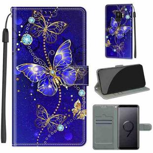 For Samsung Galaxy S9+ Voltage Colored Drawing Magnetic Clasp Horizontal Flip PU Leather Case with Holder & Card Slots(C11 Blue Golden Chain Butterflies)