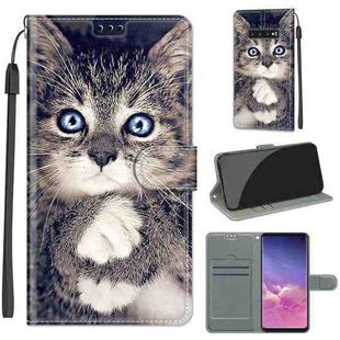 For Samsung Galaxy S10 Voltage Colored Drawing Magnetic Clasp Horizontal Flip PU Leather Case with Holder & Card Slots(C02 Fork Hand White Claw Cat)