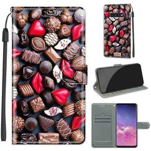 For Samsung Galaxy S10 Voltage Colored Drawing Magnetic Clasp Horizontal Flip PU Leather Case with Holder & Card Slots(C06 Red Lip Chocolate)