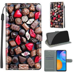 For Huawei P Smart 2021 / Y7a Voltage Colored Drawing Magnetic Clasp Horizontal Flip PU Leather Case with Holder & Card Slots(C06 Red Lip Chocolate)