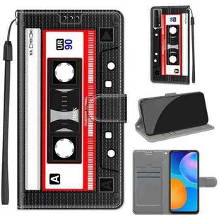 For Huawei P Smart 2021 / Y7a Voltage Colored Drawing Magnetic Clasp Horizontal Flip PU Leather Case with Holder & Card Slots(C10 Black Red Tape)