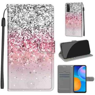 For Huawei P Smart 2021 / Y7a Voltage Colored Drawing Magnetic Clasp Horizontal Flip PU Leather Case with Holder & Card Slots(C13 Silver Pink Glitter)
