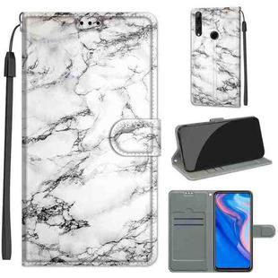 For Huawei P Smart Z / Y9 Prime / 9X / 9X Pro Voltage Colored Drawing Magnetic Clasp Horizontal Flip PU Leather Case with Holder & Card Slots(C01 White Marble)