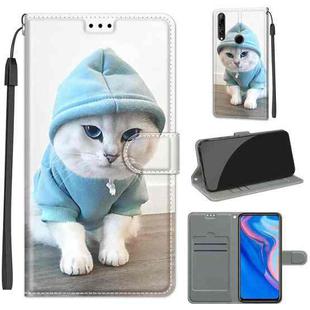 For Huawei P Smart Z / Y9 Prime / 9X / 9X Pro Voltage Colored Drawing Magnetic Clasp Horizontal Flip PU Leather Case with Holder & Card Slots(C15 Blue Sweater White Cat)
