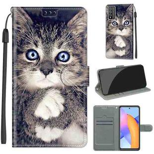 For Honor 10X Lite Voltage Colored Drawing Magnetic Clasp Horizontal Flip PU Leather Case with Holder & Card Slots(C02 Fork Hand White Claw Cat)