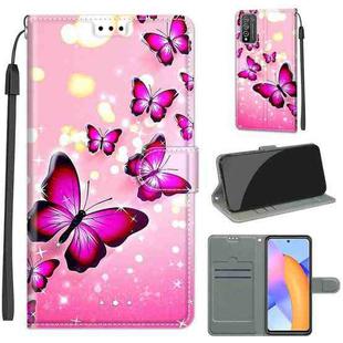 For Honor 10X Lite Voltage Colored Drawing Magnetic Clasp Horizontal Flip PU Leather Case with Holder & Card Slots(C03 Gradient Pink Flying Butterflies)