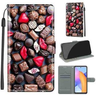 For Honor 10X Lite Voltage Colored Drawing Magnetic Clasp Horizontal Flip PU Leather Case with Holder & Card Slots(C06 Red Lip Chocolate)