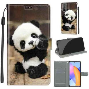 For Honor 10X Lite Voltage Colored Drawing Magnetic Clasp Horizontal Flip PU Leather Case with Holder & Card Slots(C18 Wood Board Panda)