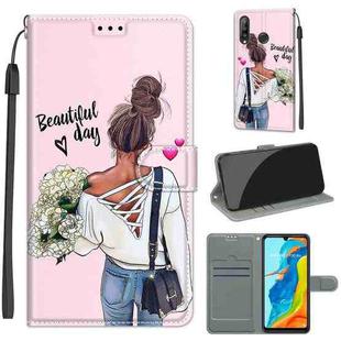 For Huawei P30 Lite Voltage Colored Drawing Magnetic Clasp Horizontal Flip PU Leather Case with Holder & Card Slots(C09 Hug Flower)